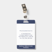 従業員フォトバーコードNavy Blue White Medical ID バッジ (Back with Clip)