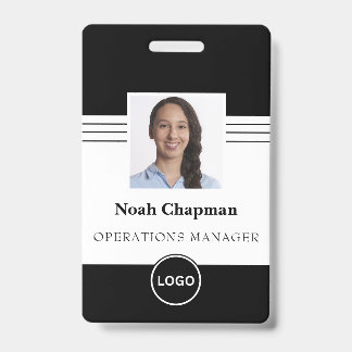 従業員フォトビジネスロゴバーコードID バッジ