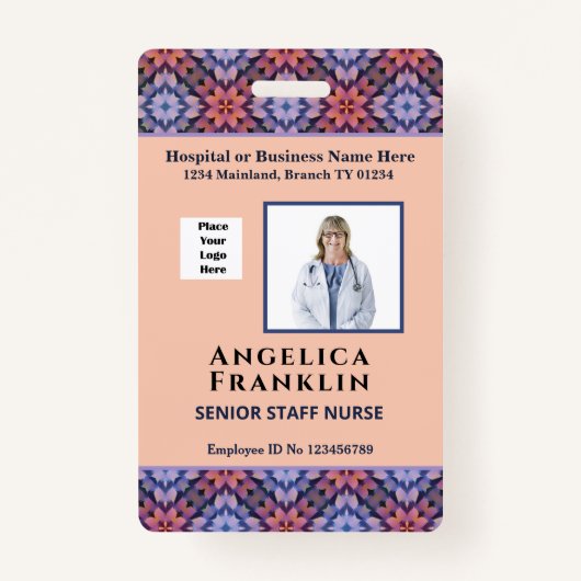 従業員フォトビジネス病院のロゴ名IDカード バッジ (正面)