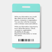 従業員フォトビジネス病院IDカードカスタム バッジ (裏面)