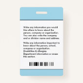 従業員フォトビジネス病院IDカードカスタム バッジ (裏面)