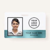 従業員フォトロゴティール（緑がかった色）グリーンメタリック バッジ (正面)