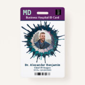 従業員フォトロゴバーコード名のパーソナライズ バッジ (正面)