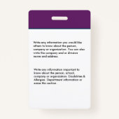 従業員フォトロゴバーコード名のパーソナライズ バッジ (裏面)