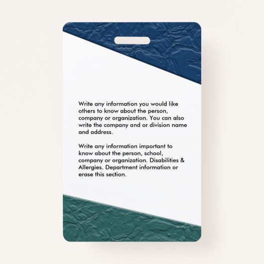 従業員フォトロゴバーコード名カスタムのID バッジ (裏面)