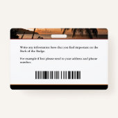 従業員フォトロゴバーコード名カスタム バッジ (裏面)