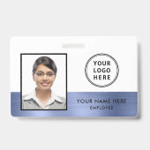 従業員フォトロゴブルーメタリック バッジ (正面)