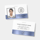 従業員フォトロゴブルーメタリック バッジ (正面＆裏面)