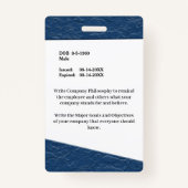 従業員フォトロゴ名カスタム病院IDバッジ バッジ (裏面)