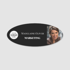 従業員フォトロゴ白黒シンプル 名札