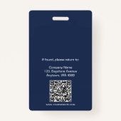 従業員フォトロゴQRコードネイビーブルーホワイト バッジ (裏面)