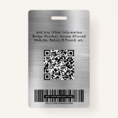 従業員フォトロゴQRバーコードシルバー バッジ (裏面)