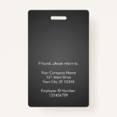 従業員フォト会社ロゴセキュリティIDグレー バッジ (裏面)