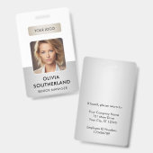 従業員フォト会社ロゴセキュリティIDシルバー バッジ (表裏)