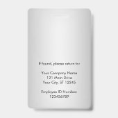 従業員フォト会社ロゴセキュリティIDシルバー バッジ (裏面)