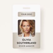 従業員フォト会社ロゴソフト金ゴールドセキュリティID バッジ (正面)