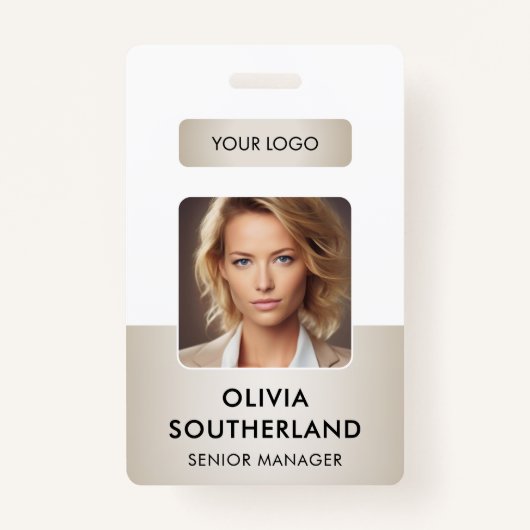 従業員フォト会社ロゴソフト金ゴールドセキュリティID バッジ (正面)