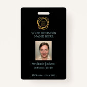 従業員フォト会社ロゴQRコードブラックティール(緑がかった色) バッジ (正面)