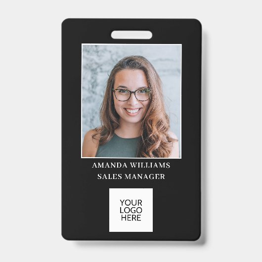 従業員フォトIDロゴQRコードバッジ バッジ (表面)