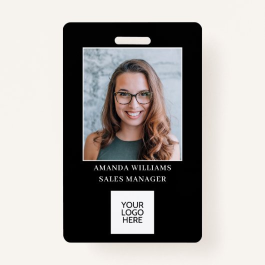 従業員フォトIDロゴQRコードバッジ バッジ (正面)