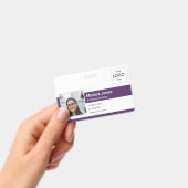 従業員フォトIDロゴQRコードパープル バッジ (手持ち)