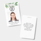 従業員フォトID会社セキュリティのボタニカルバッジ バッジ (正面＆裏面)