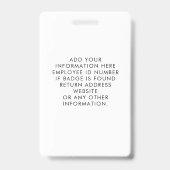 従業員フォトID会社セキュリティのボタニカルバッジ バッジ (裏面)