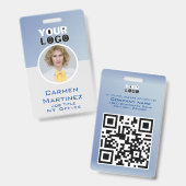 従業員フォトID会社セキュリティバーコードバッジ バッジ (正面＆裏面)