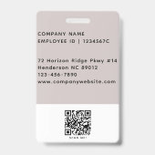 従業員フォトID会社ロゴQRコードブラックグレー バッジ (Back)