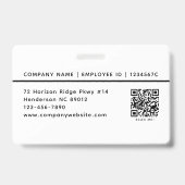 従業員フォトID会社ロゴQRコードホワイトブラック バッジ (Back)