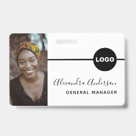 従業員フォトID会社ロゴQRコードホワイトブラック バッジ