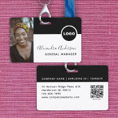 従業員フォトID会社ロゴQRコードホワイトブラック バッジ