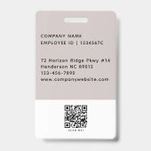従業員フォトID会社ロゴQRコード白黒 バッジ (裏面)