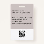 従業員フォトID会社ロゴQRコード白黒 バッジ (裏面)