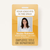 従業員フォトID QRコードロゴイエロー金ゴールドアーク バッジ (正面)