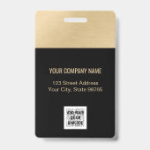 従業員フォトID QRコードロゴブラックブラシ付き金ゴールド バッジ (裏面)