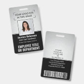 従業員フォトID QRバーコードロゴシルバーブラック バッジ (表裏)
