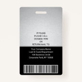 従業員フォトID QRバーコードロゴシルバーブラック バッジ (裏面)