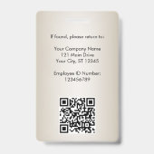 従業員フォトQRコードビジネスロゴソフト金ゴールドID バッジ (裏面)