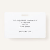 従業員ブラウンプロフェッショナルIDバッジ(バーコード付き) バッジ (裏面)