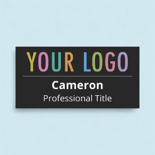従業員ブラックネームタグバッジカスタム会社ロゴ 名札