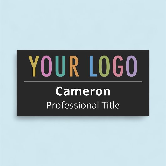 従業員ブラックネームタグバッジカスタム会社ロゴ 名札