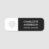 従業員モダンのカスタムロゴ白黒 名札 (正面)