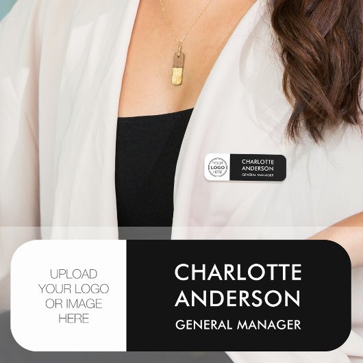 従業員モダンのカスタムロゴ白黒 名札