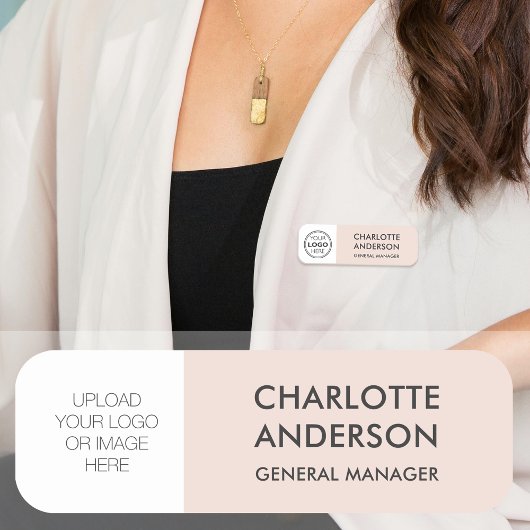 従業員モダンのカスタムロゴ赤面ピンクグレー 名札