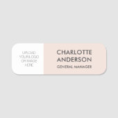 従業員モダンのカスタムロゴ赤面ピンクグレー 名札 (正面)