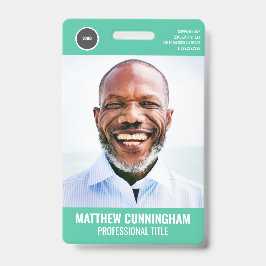 従業員モダンの写真名バーコードラウンドロゴ バッジ