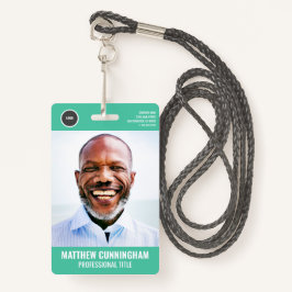 従業員モダンの写真名バーコードラウンドロゴ バッジ