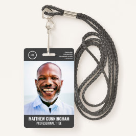 従業員モダンの写真名バーコード丸型ロゴ バッジ