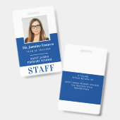 従業員モダンの写真IDシンプルの青王室の バッジ (表裏)